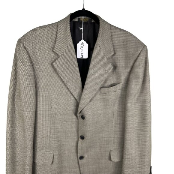 Gianfranco Ruffin Italy Mens 44R Wool Olive Green Houndstooth Blazer Timeless - Picture 15 of 15